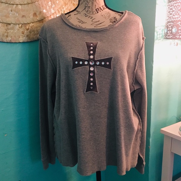 Quacker Factory Tops - Waffle knit long sleeve shirt